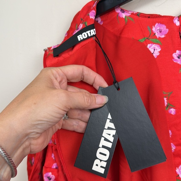 NEW ROTATE Floral Printed Mini Ruffle Dress 6 - Picture 16 of 16